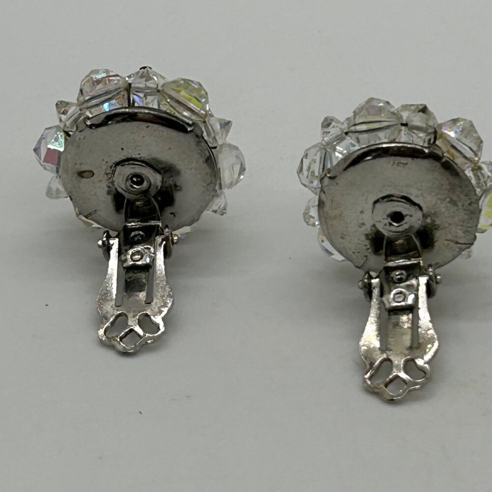 Laguna Vintage Aurora Borealis Crystal Cluster Clip-On Earrings Iridescent - Picture 8 of 16